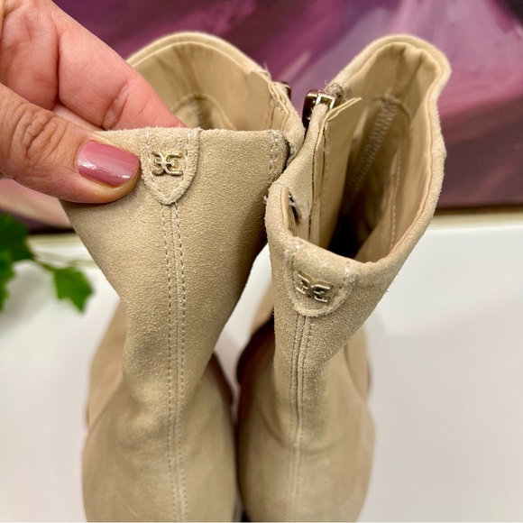 SAM EDELMAN Ivette Square Toe Ankle Boots in Sesame Suede Size 9 - Picture 12 of 16